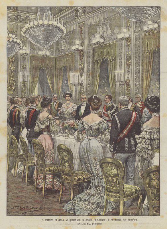 Gallalunsj på Quirinale til ære for Loubet, The Moment of Toasts av Achille Beltrame