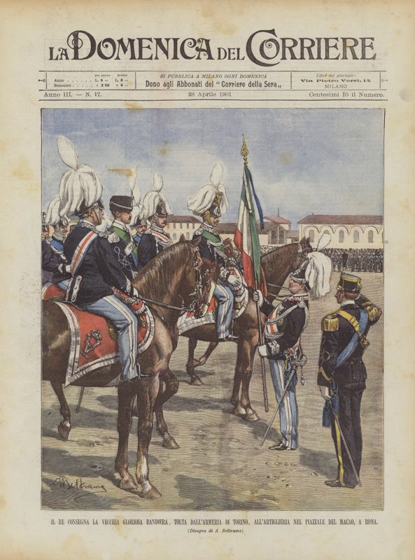 Kongen levere det gamle strålende flagget, fjernet fra våpenhuset i Torino, til artilleriet i? av Achille Beltrame