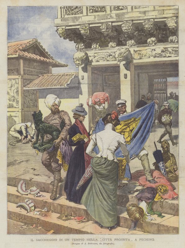 Plyndringen av et tempel i den forbudte by i Beijing av Achille Beltrame