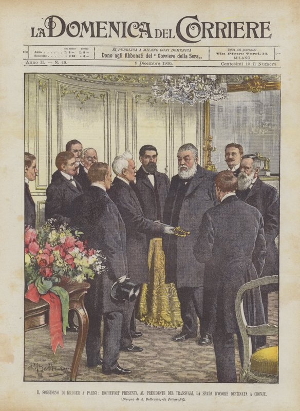 Krugers opphold i Paris, Rochefort presenterer æressverdet bestemt til Cronje til presidenten i Transvaal av Achille Beltrame