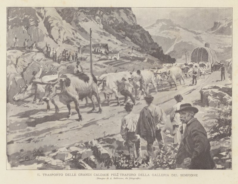 Transport av de store tunnelkjelene til Simplon-tunnelen av Achille Beltrame