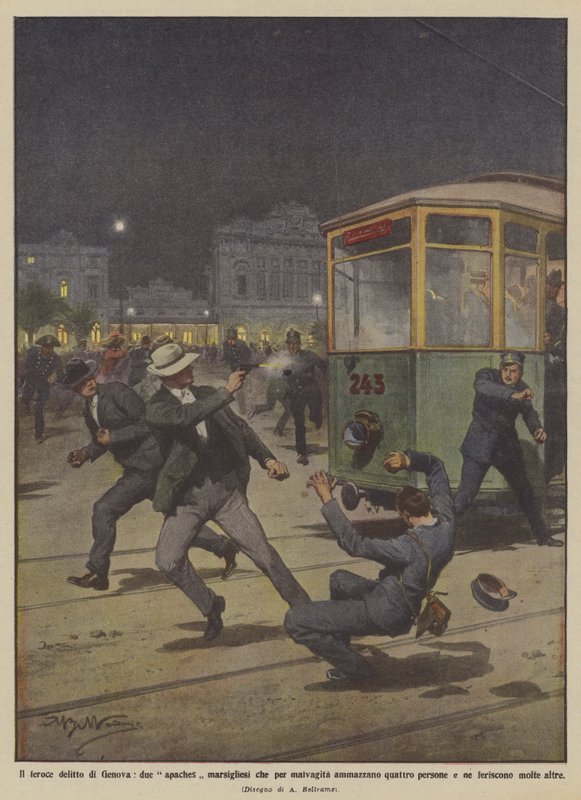 Den voldsomme forbrytelsen til Genova, to Marseillais-apacher som dreper fire mennesker for ondskap? av Achille Beltrame
