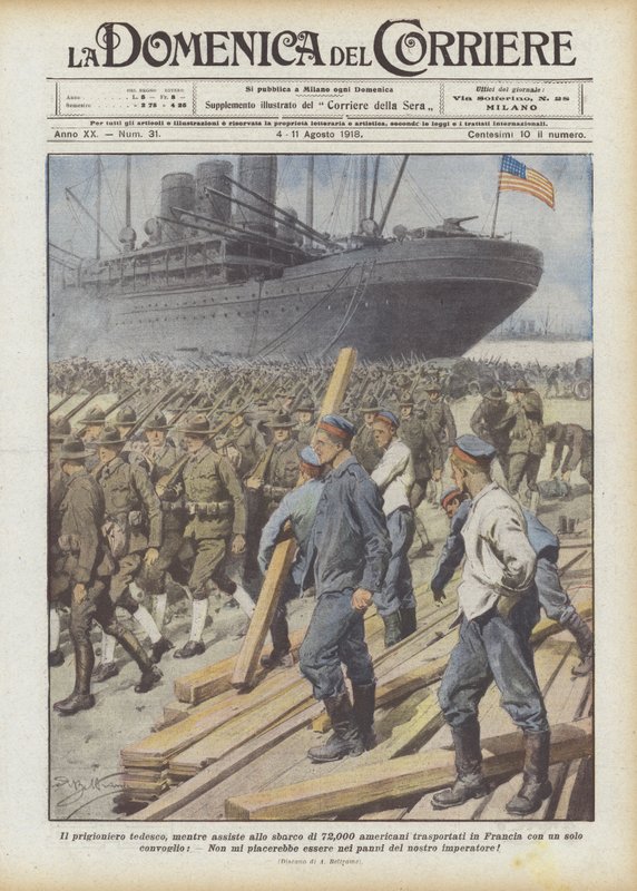 Den tyske fangen, mens han var vitne til landstigningen til 72 000 amerikanere fraktet til Frankrike med? av Achille Beltrame