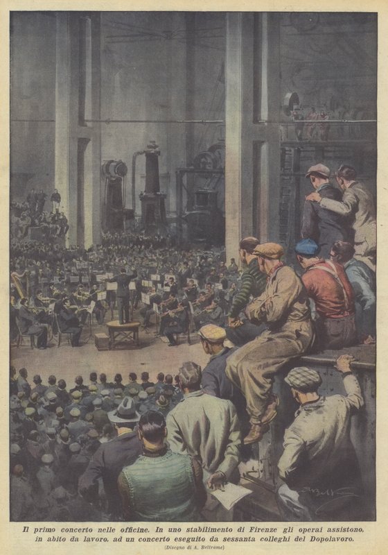 Første konsert i verkstedene av Achille Beltrame