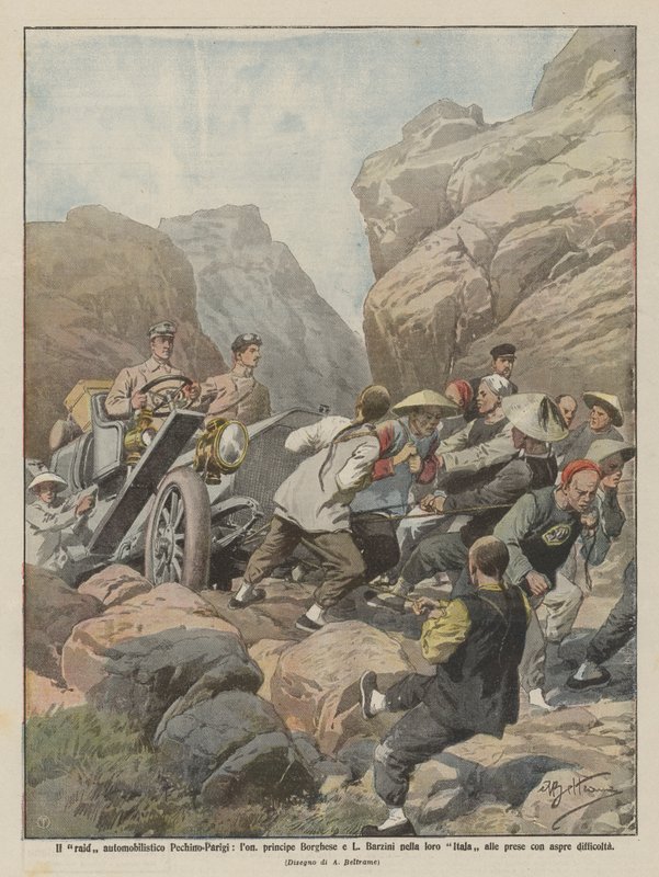 Beijing-Paris bilraidet, lon, prins Borghese og L, Barzini i deres Itala på? av Achille Beltrame