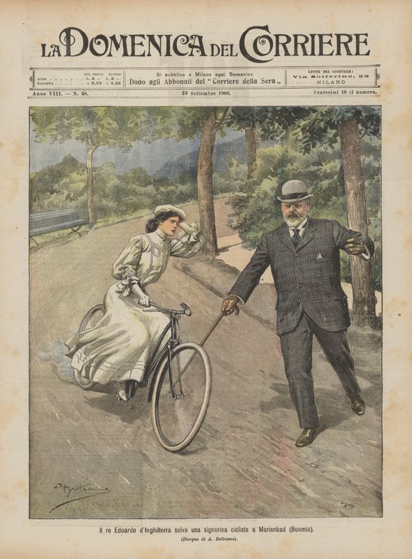 Kong Edward av England redder en ung syklist i Marienbad (Böhmen) av Achille Beltrame