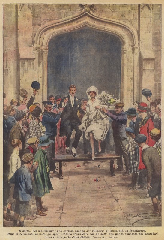 Hoppet? i ekteskap, en merkelig skikk i landsbyen Alnmouth, England av Achille Beltrame