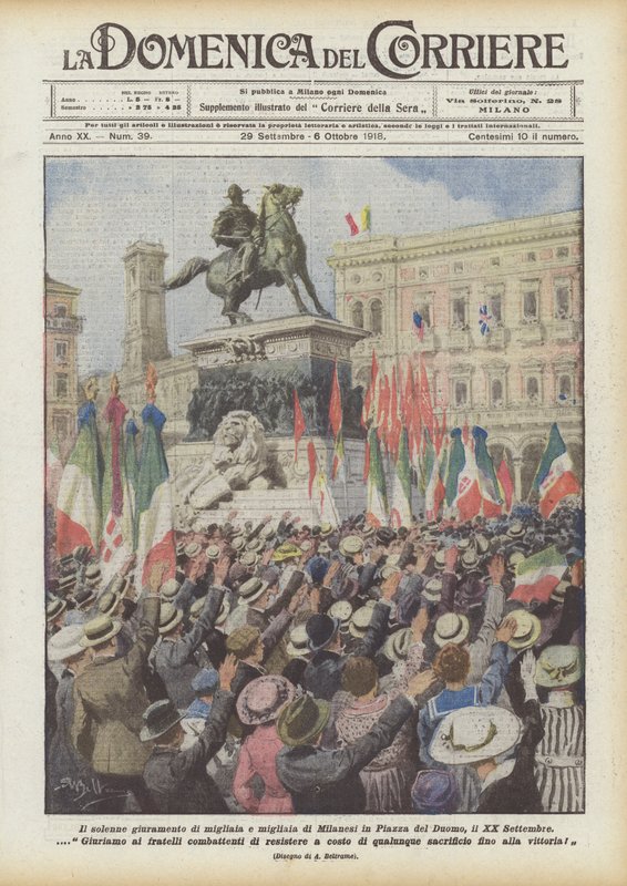 Den høytidelige eden til tusener og tusenvis av milanesere på Piazza del Duomo, 20. september av Achille Beltrame