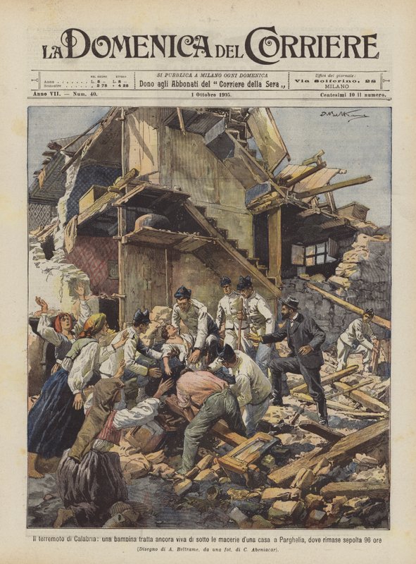 Jordskjelvet i Calabria, en liten jente er fortsatt i live under ruinene av et hus? av Achille Beltrame