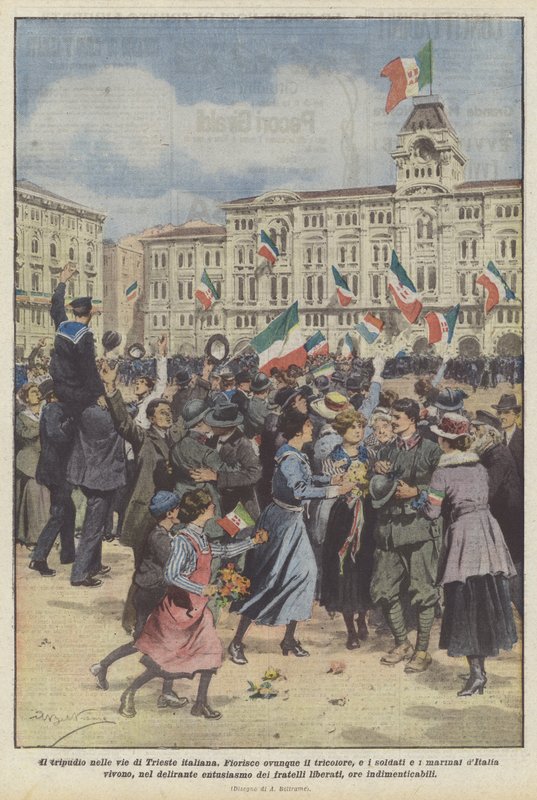 Opptøyet i gatene i italienske Trieste av Achille Beltrame