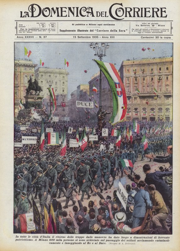 Gjorde tilbakekomsten av troppene fra manøvrene opphav til demonstrasjoner i alle byene i Italia? av Achille Beltrame