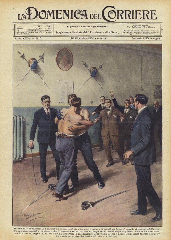 Var en teaterkritiker og en skuespiller klar til å kjempe i en fektehall i Budapest? av Achille Beltrame