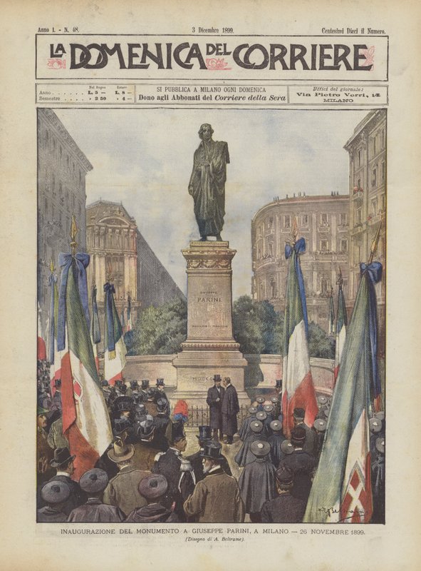 Innvielse av monumentet til Giuseppe Parini, i Milano, 26. november 1899 av Achille Beltrame