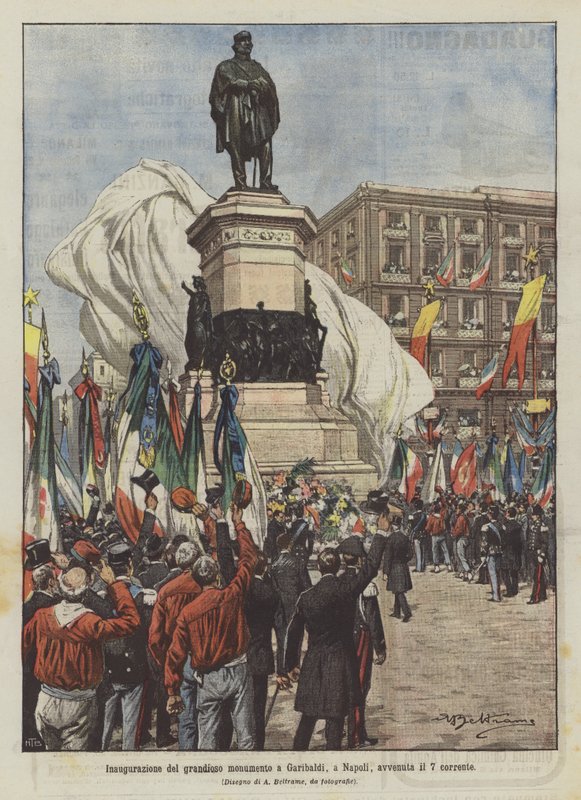 Innvielse av det grandiose monumentet til Garibaldi, i Napoli, som fant sted den 7. av Achille Beltrame