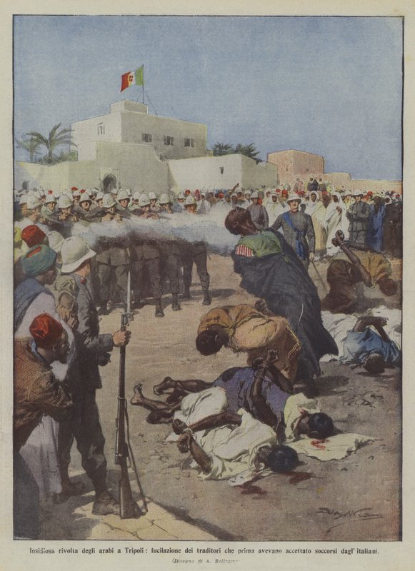 Slumsk arabisk opprør i Tripoli, skyting av forrædere som tidligere hadde akseptert? av Achille Beltrame