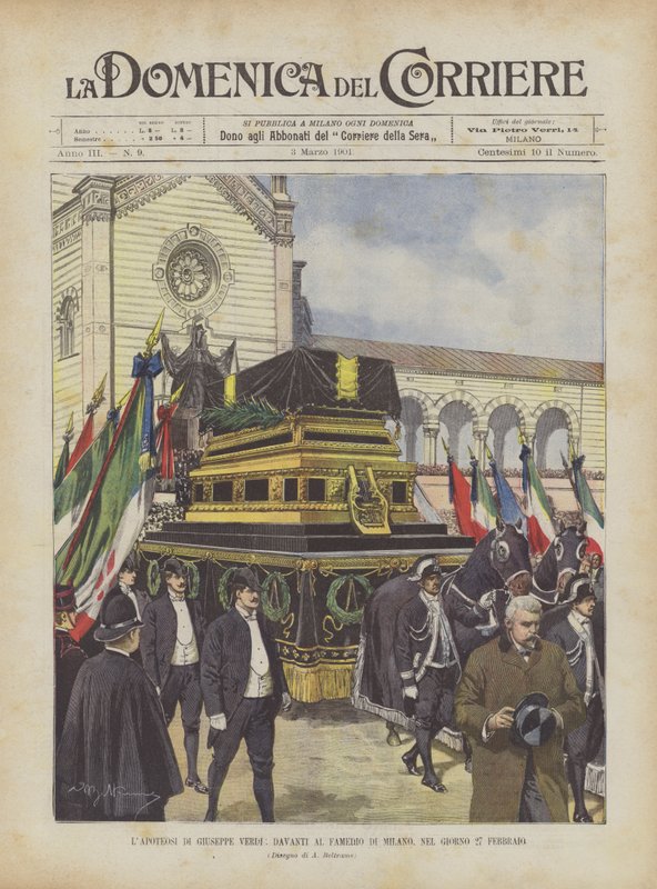 Apoteosen til Giuseppe Verdi, foran Famedio i Milano, 27. februar av Achille Beltrame