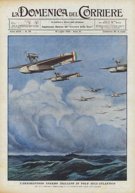 Den ardimentelle italienske flokken på flukt over Atlanterhavet av Achille Beltrame