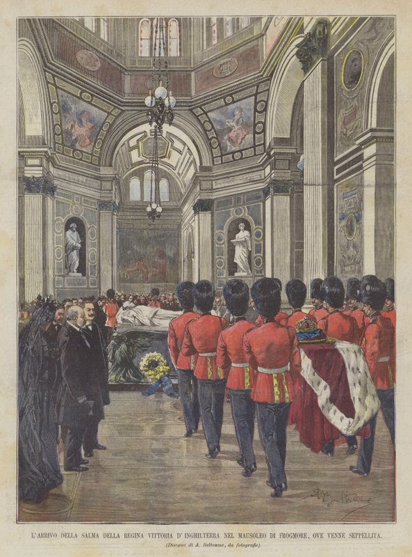 Ankomsten av dronning Victoria av Englands kropp til Frogmore-mausoleet, hvor hun ble gravlagt av Achille Beltrame