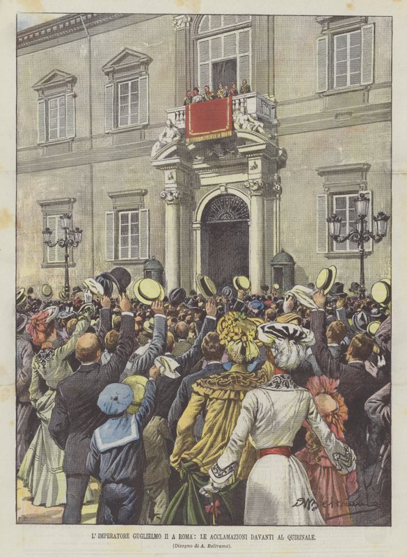 Keiser William II i Roma, akklamasjonene foran quirinalen av Achille Beltrame