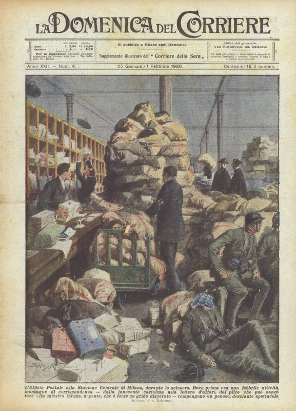 Postkontoret på Milano sentralstasjon, under streiken av Achille Beltrame