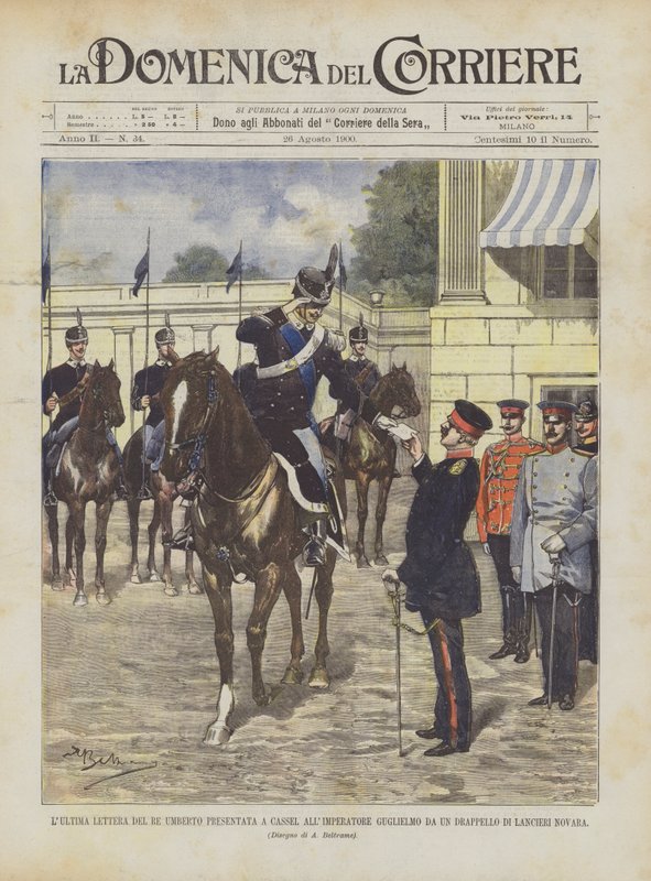 Det siste brevet til kong Umberto presentert for Cassel til keiser William av en fangst av Novara Lancers av Achille Beltrame