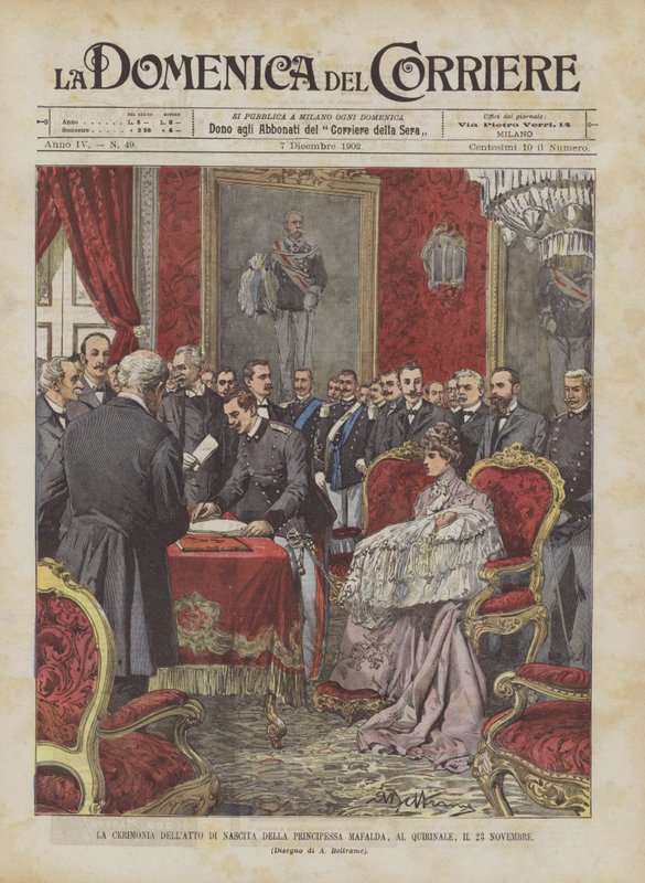 Prinsesse Mafaldas fødselsattest-seremoni, på Quirinale, 23. november av Achille Beltrame
