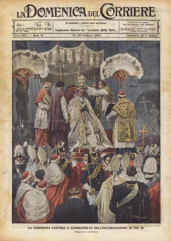 Den overdådige og rørende seremonien for kroningen av Pius XI av Achille Beltrame
