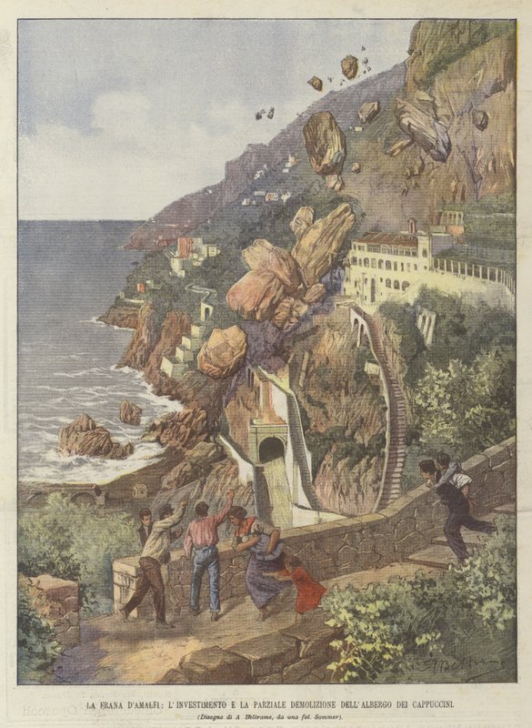 Amalfi-skredet, investeringen og delvis riving av Albergo Dei Cappuccini av Achille Beltrame