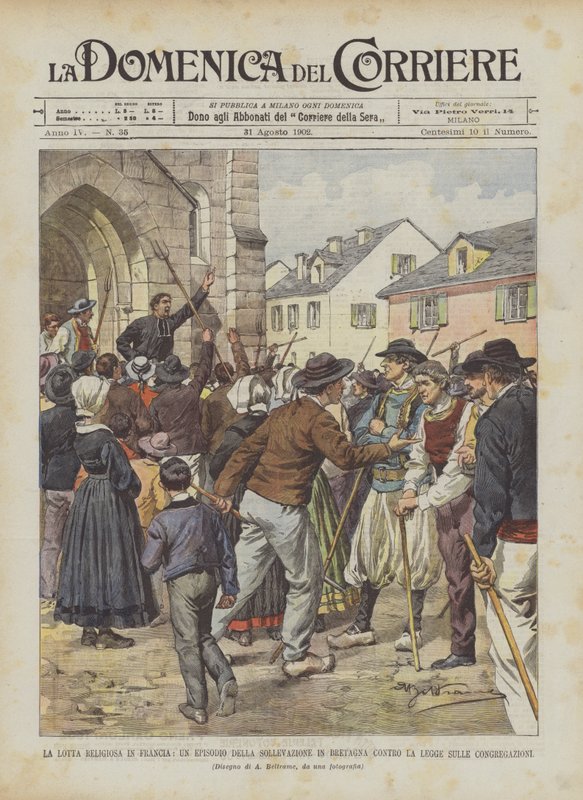 Den religiøse kampen i Frankrike, en episode av opprøret i Bretagne mot loven om menigheter av Achille Beltrame
