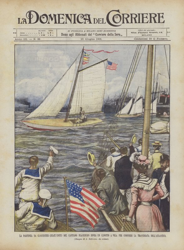 Kaptein Blackburns avgang fra Gloucester (USA) over en jolle som seiler for? av Achille Beltrame
