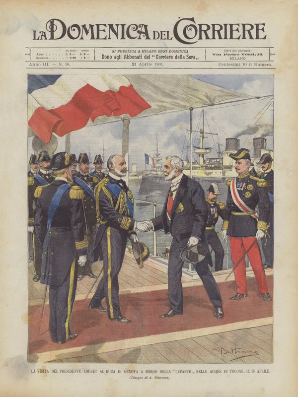 President Loubets besøk til hertugen av Genova ombord på Lepanto i Toulon-vannet, 10. april av Achille Beltrame