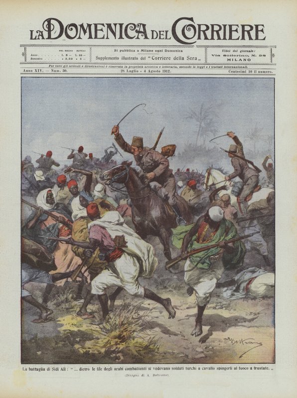 Slaget ved Sidi Ali, ble tyrkiske soldater sett bak rekkene til de kjempende araberne? av Achille Beltrame
