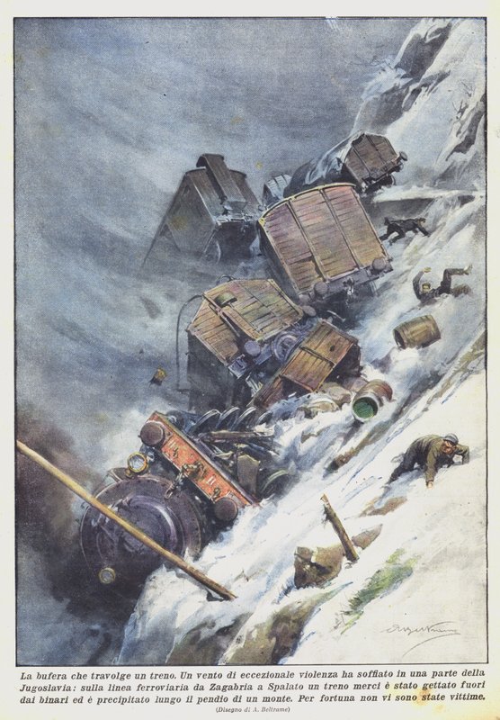 Stormen som oppsluker et tog av Achille Beltrame