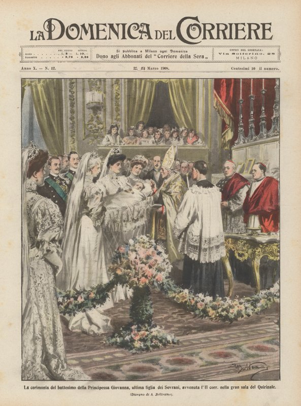 Seremonien for dåpen til prinsesse Giovanna, siste datter av suverene, fant sted 11. av Achille Beltrame