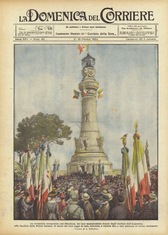 Innvielsesseremonien, på Janiculum Hill, av det monumentale fyrtårnet donert av italienerne i Argentina? av Achille Beltrame