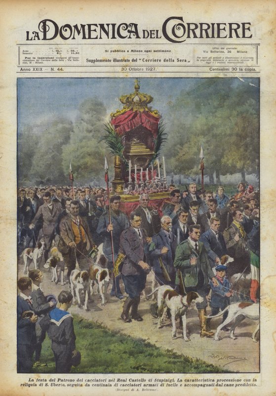 Festen for jegernes skytshelgen i det kongelige slottet i Stupinigi av Achille Beltrame