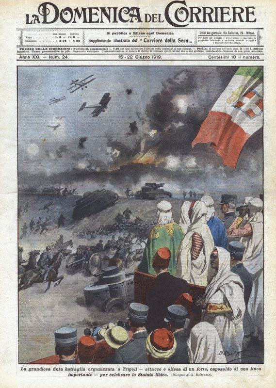 Den storslåtte falske kampen organisert i Tripoli, angrep og forsvar av et fort, hjørnesteinen i en? av Achille Beltrame