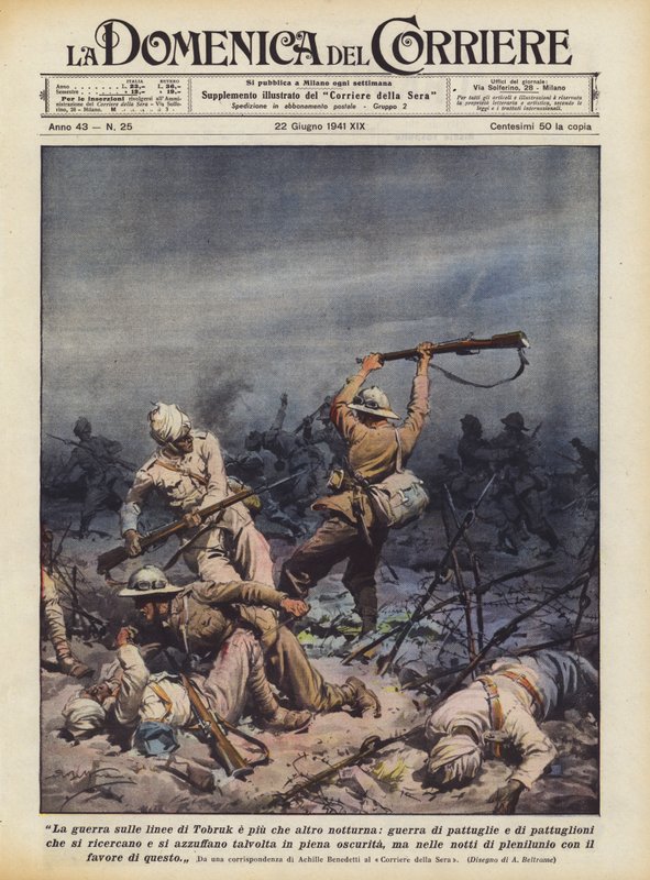 Krigen på Tobruk-linjene er for det meste nattlig, en krig mellom patruljer og patruljer hva? av Achille Beltrame