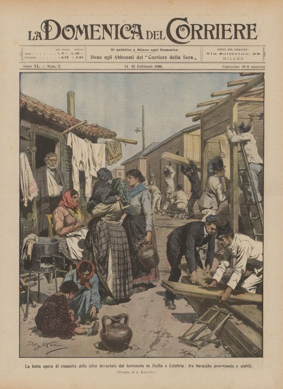 Den langsomme gjenfødelsen av byene som ble ødelagt av jordskjelvet på Sicilia og Calabria? av Achille Beltrame