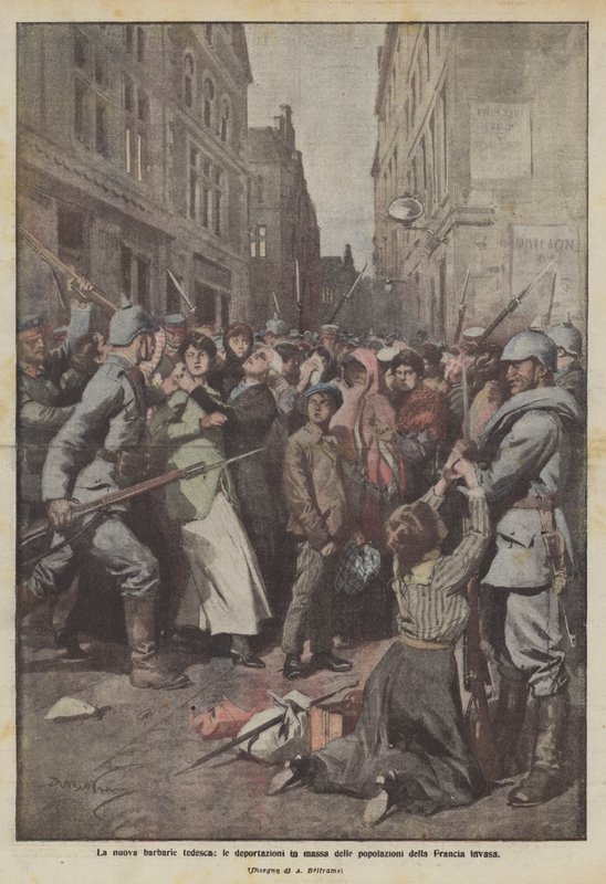 Det nye tyske barbariet, massedeportasjonene av befolkningen i invaderte Frankrike av Achille Beltrame