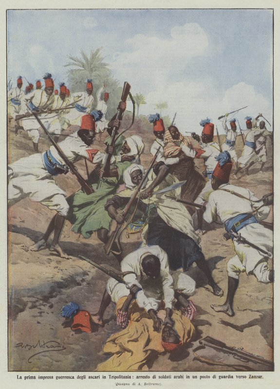 Askariens første krigerske foretak i Tripolitania, arrestasjonen av arabiske soldater på ett sted? av Achille Beltrame