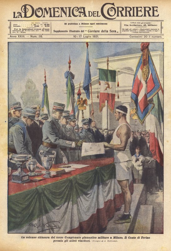 Den høytidelige avslutningen av det tredje militærmesterskapet i gymnastikk i Milano av Achille Beltrame