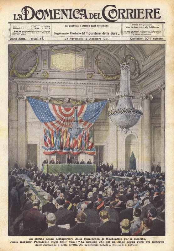 Den historiske scenen for åpningen av Washingtons nedrustningskonferanse av Achille Beltrame
