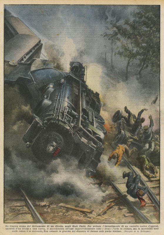 Den tragiske scenen for en direkte omvei i USA av Achille Beltrame