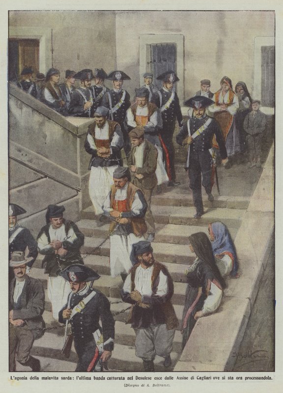 Lagonia av den sardinske underverdenen, den siste gjengen som ble tatt til fange i Desulese kommer ut av Assizes of Cagliari? av Achille Beltrame