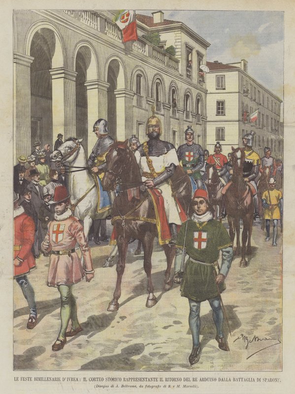The Bimillennial Parties DIvrea, The Historical Procession Representing the Return Of The King Arduino Dalla? av Achille Beltrame