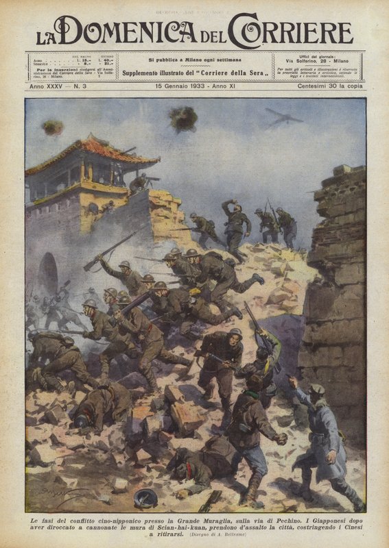 Fasene av den kinesisk-japanske konflikten ved den kinesiske mur, på vei til Beijing av Achille Beltrame