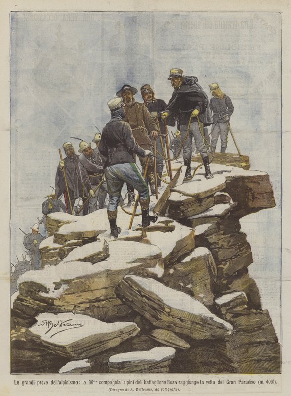 De store prøvene med fjellklatring, når det 36. alpinkompaniet til Susa-bataljonen toppen? av Achille Beltrame