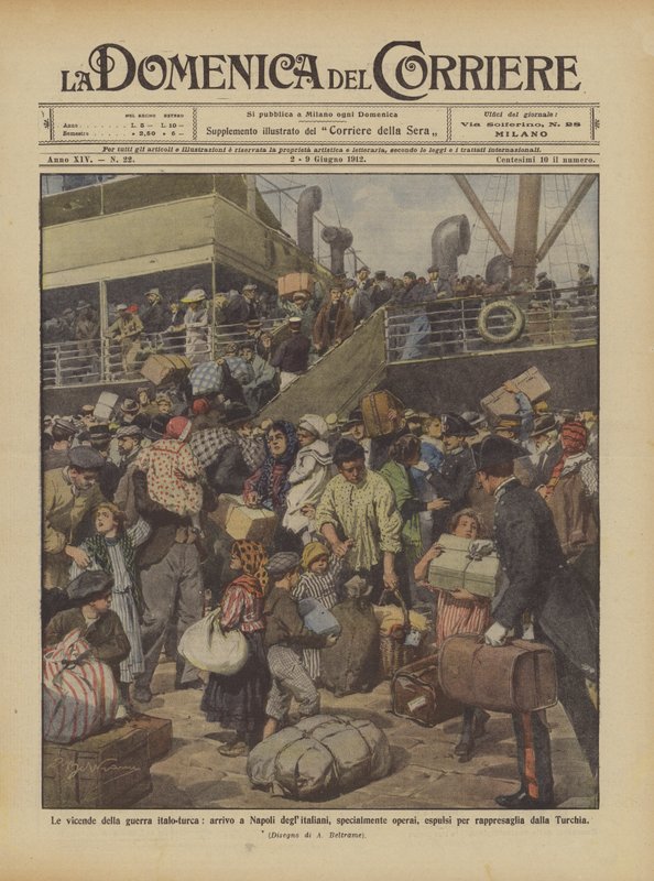 Hendelsene i den italiensk-tyrkiske krigen, kommer italienere til Napoli, spesielt arbeidere? av Achille Beltrame