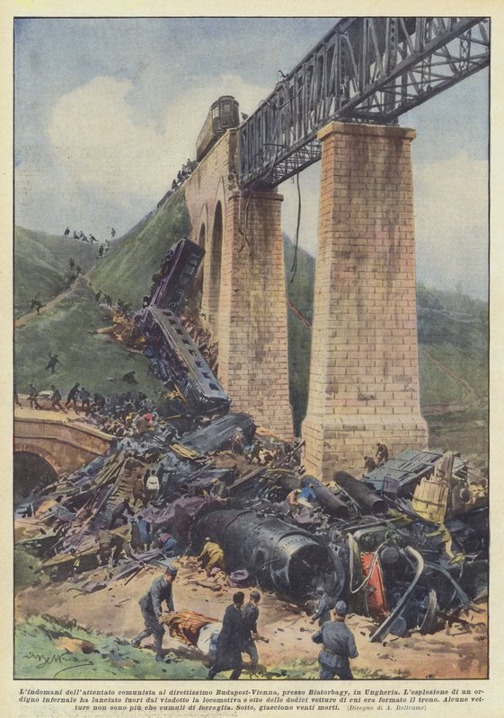 Dagen etter det kommunistiske angrepet på det svært direkte Budapest-Wien, nær Biatorbagy, i Ungarn av Achille Beltrame